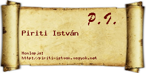Piriti István névjegykártya